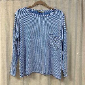 NWT Zenana Outfitters Blue and White Striped Long Sleeve Top